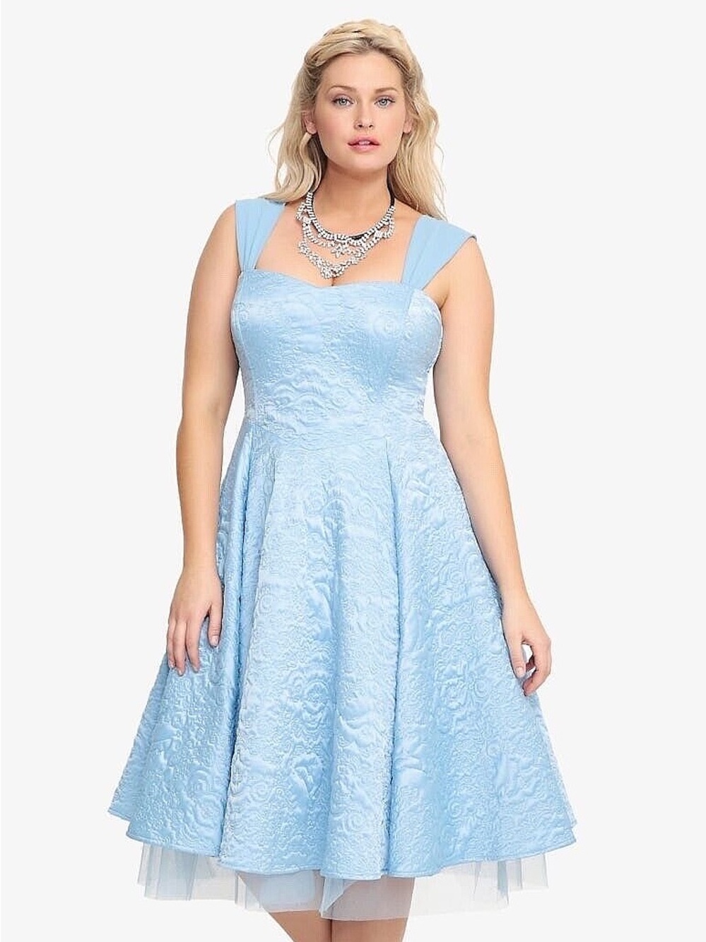 Disney X Torrid Cinderella Jacquard Fit & Flare Blue Corset Lace-Up Dress, 18